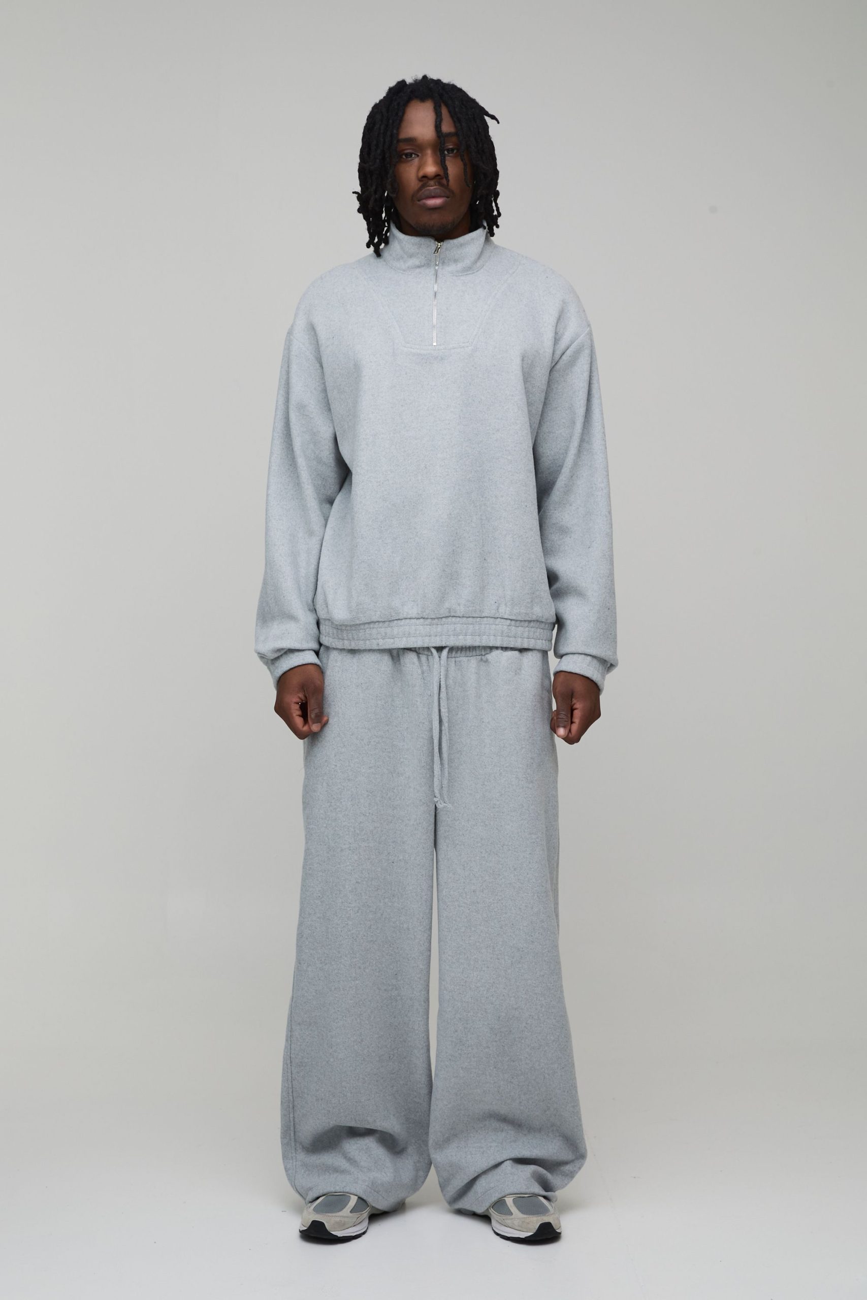 Tall Wide Leg Melton Seam Detail with Extended Drawcords Jogger - Image 4