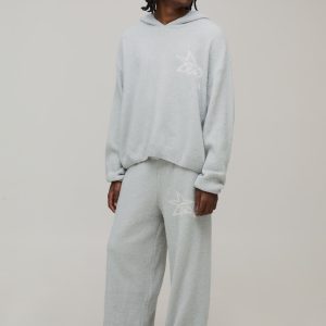 Oversized Boxy Hooded Boucle Knitted Tracksuit