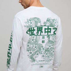 White Regular Dragon Print Long Sleeve T-Shirt