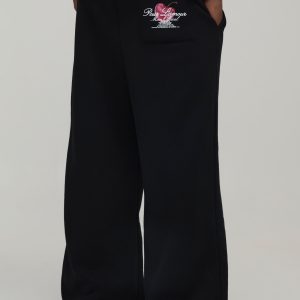 Extreme Wide Leg Heart Printed Jogger