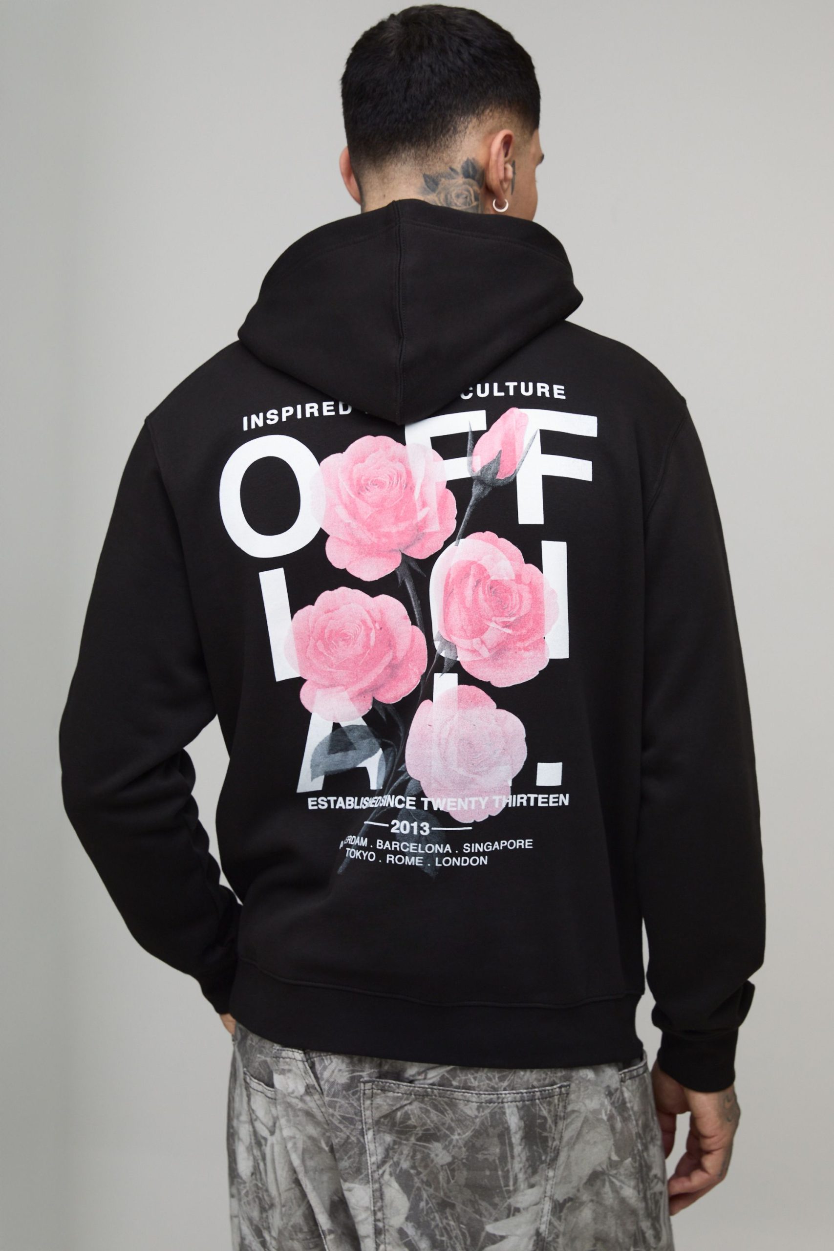 Tall Regular Fit Official Floral Printed Hoodie