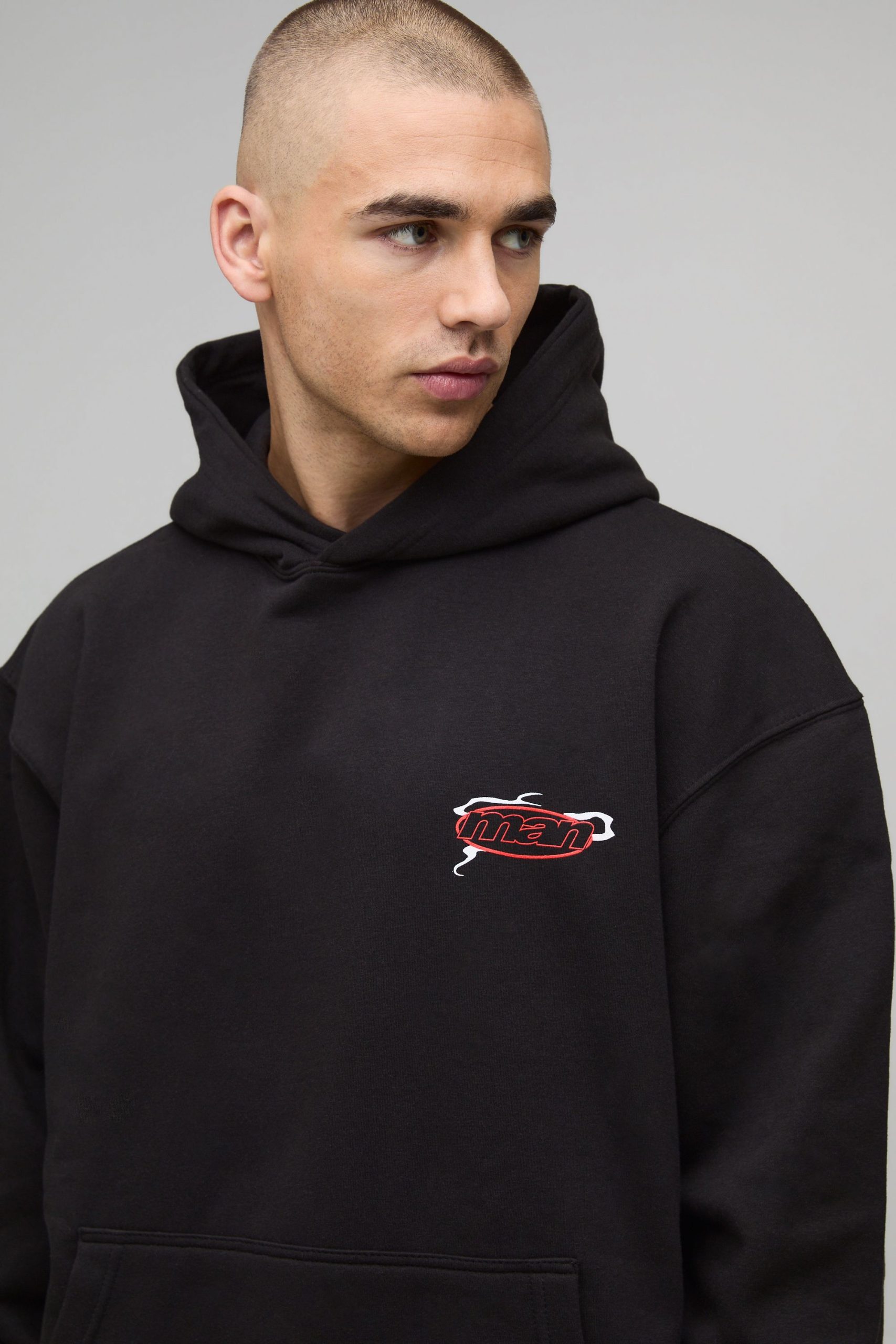 Black Oversized Tokyo Spine Dragon Printed Hoodie - Image 3