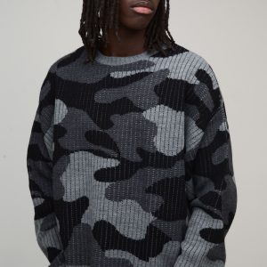 Oversized Boxy Camo Knitted Jumper