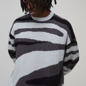 Oversized Boxy Brushed Animal Knitted Jumper