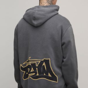 Tall Oversized BHM Graffiti Washed Printed Hoodie