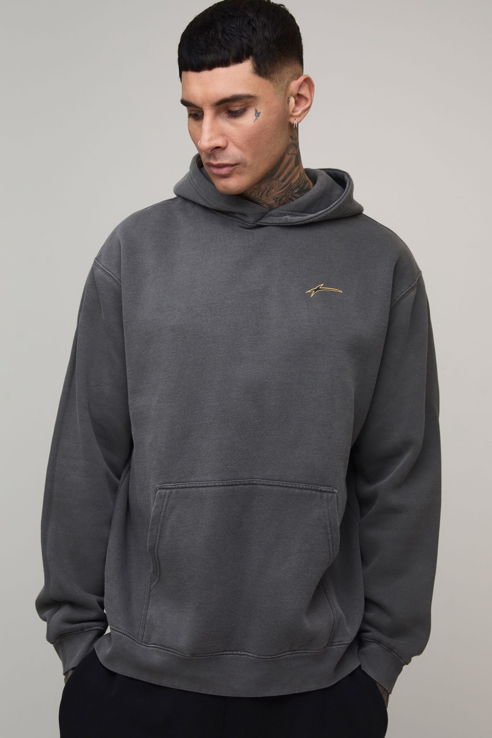 Tall Oversized BHM Graffiti Washed Printed Hoodie - Image 3
