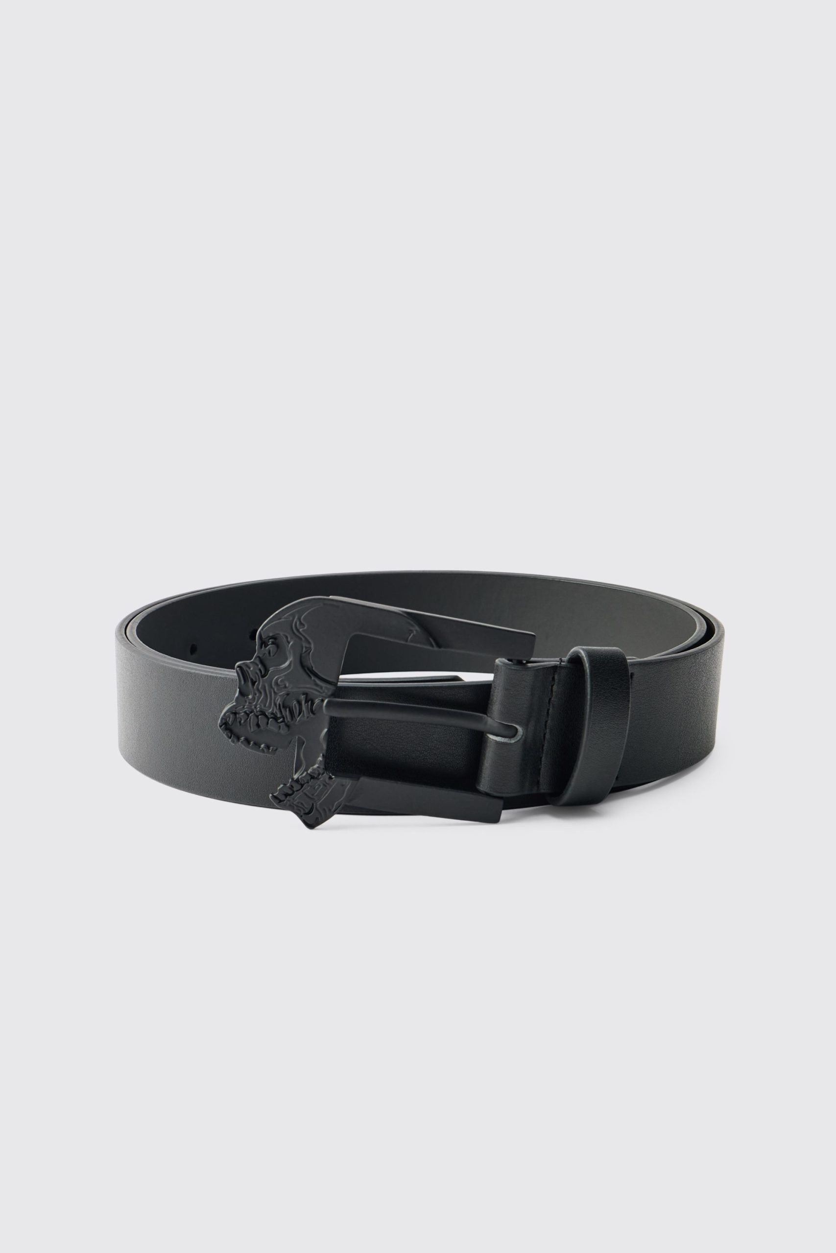 Skull Buckle PU Belt