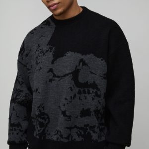 Oversized Boxy Skull Jacquard Knitted Jumper