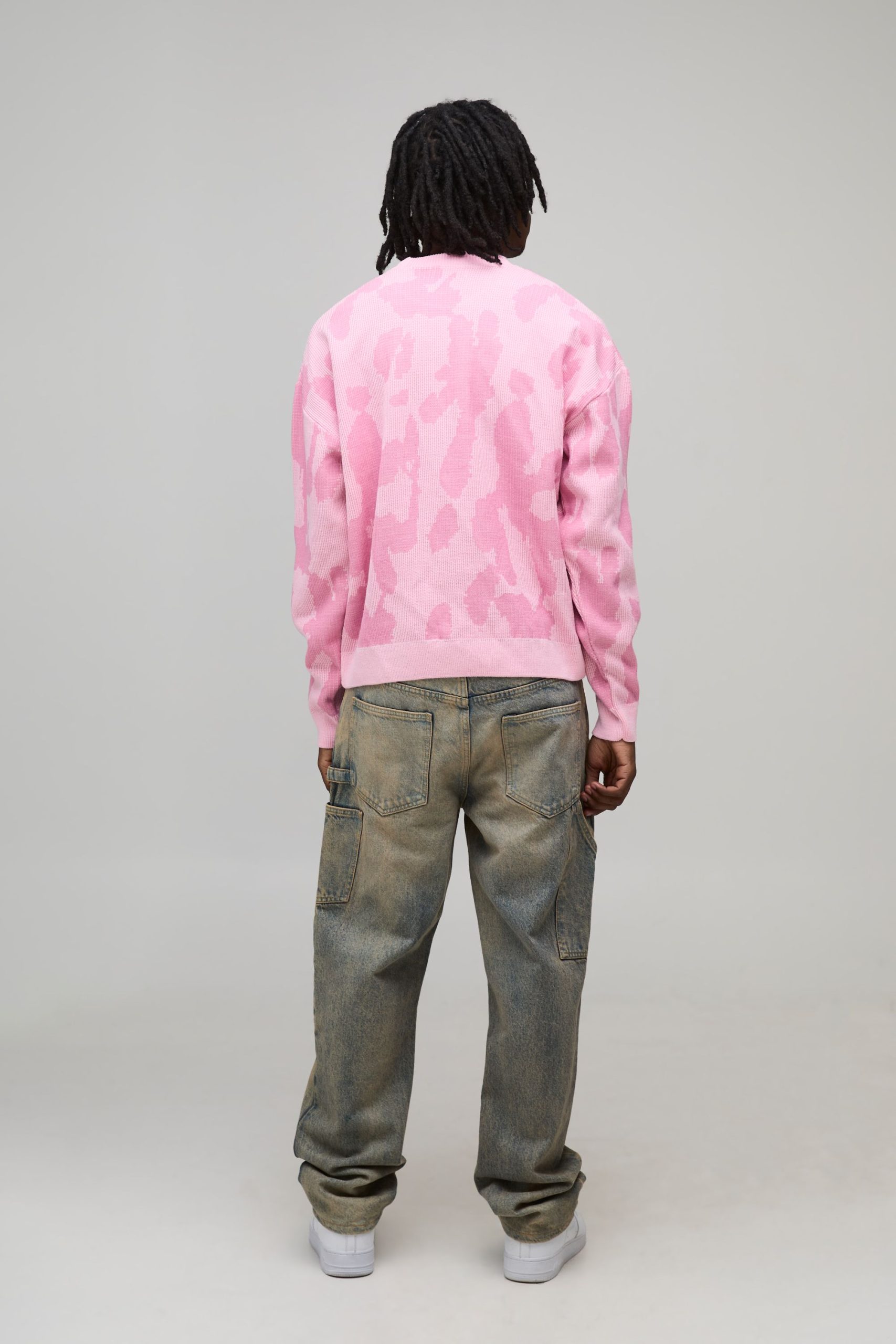 Oversized Boxy Ribbed Camo Graphic Knitted Jumper - Image 2