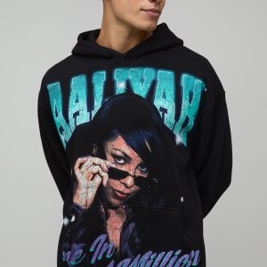 Oversized Aaliyah License Printed Hoodie