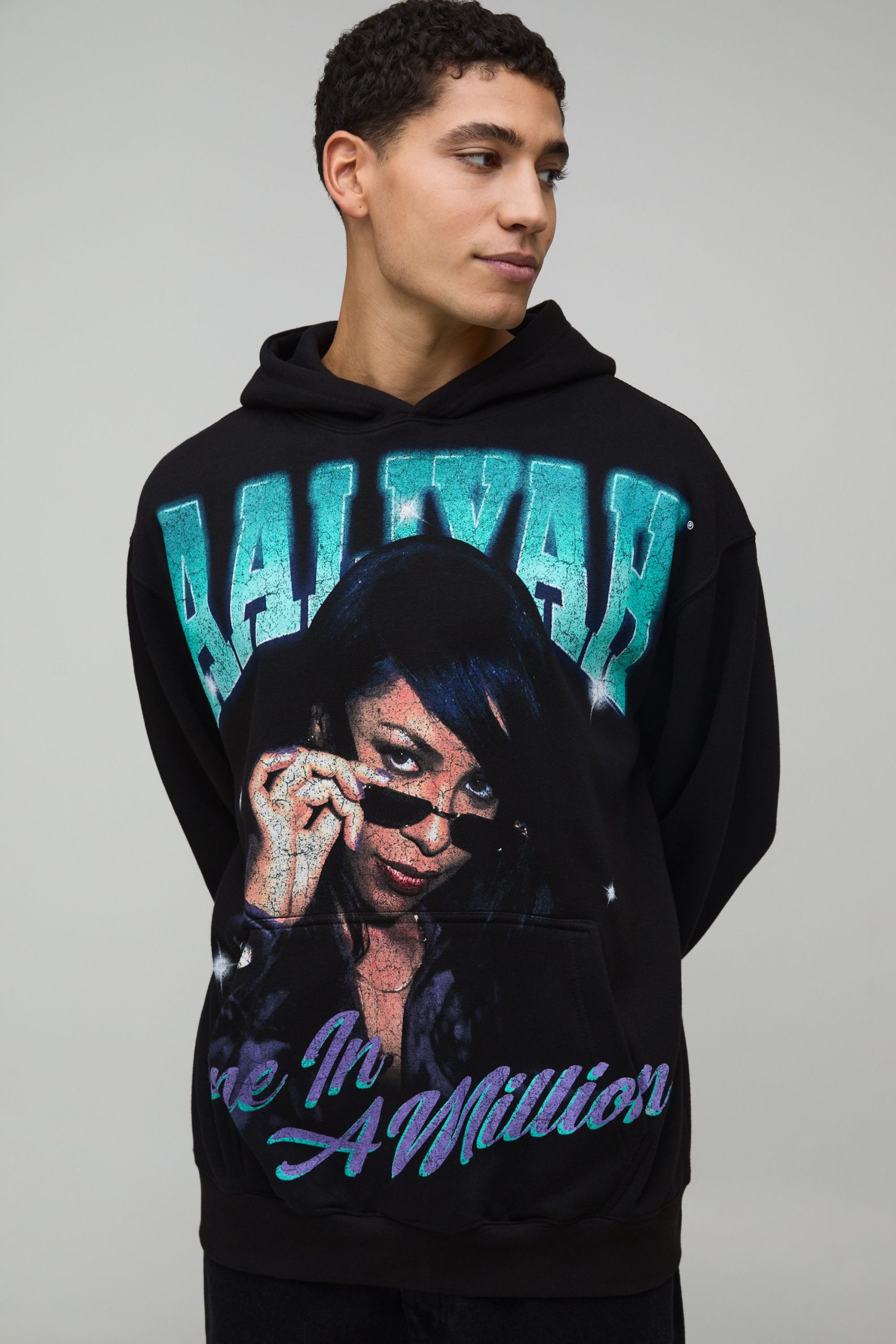 Oversized Aaliyah License Printed Hoodie