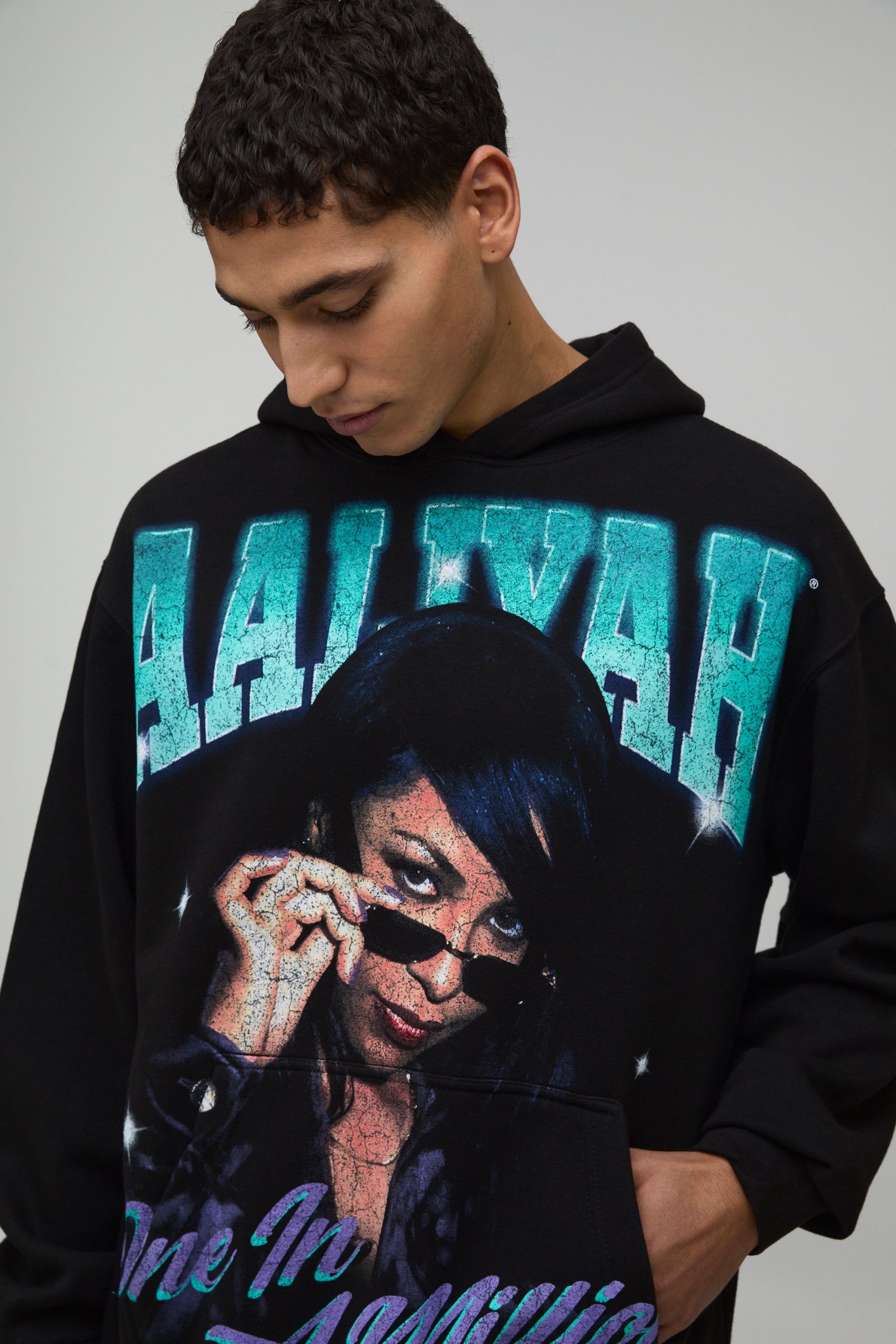 Oversized Aaliyah License Printed Hoodie - Image 3