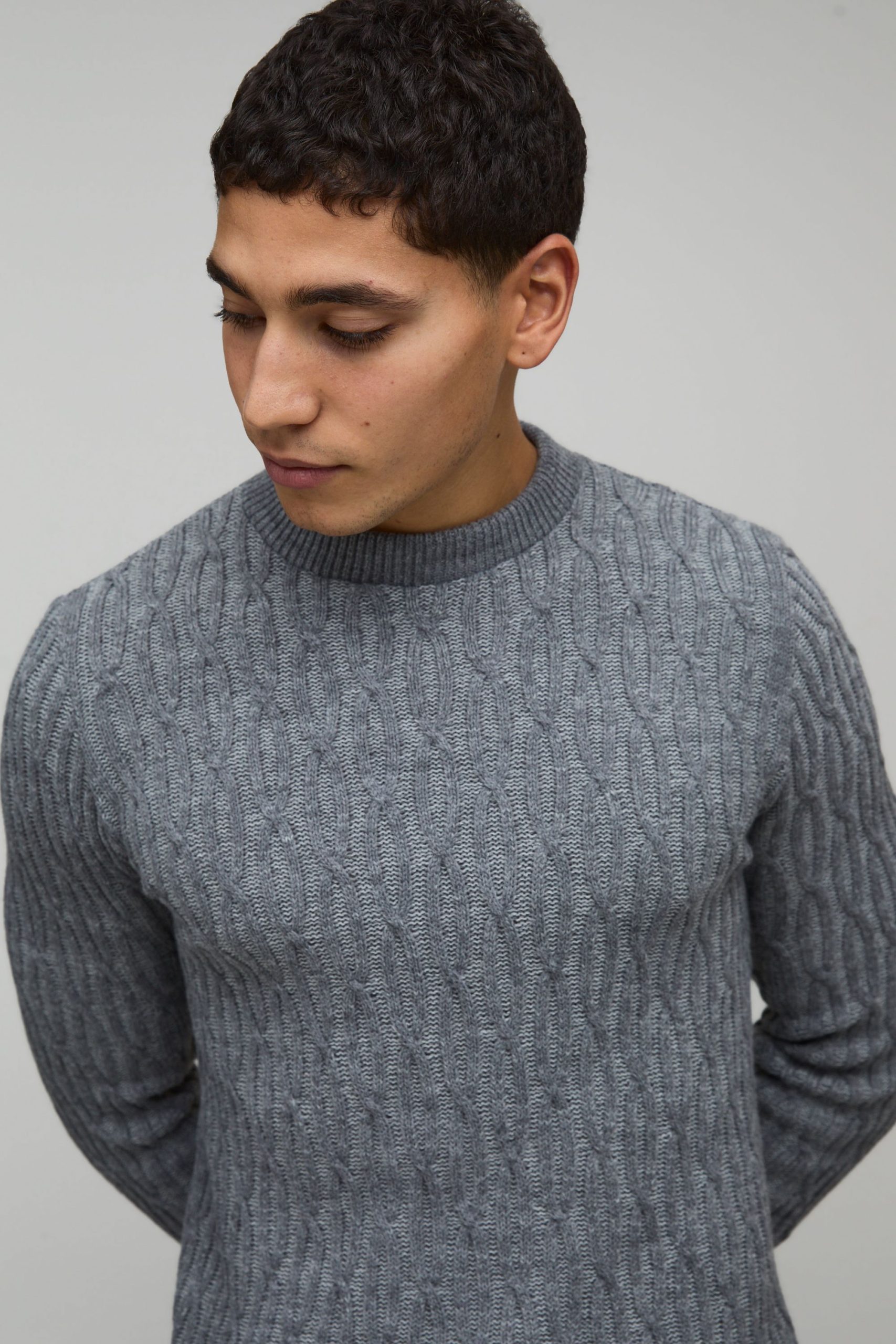 Regular Fit Cable Knitted Jumper - Image 3
