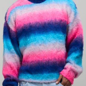 Oversized Boxy Ombre Fluffy Knitted Jumper