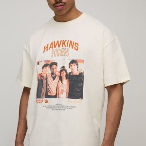Oversized Stranger Things License Printed T-Shirt