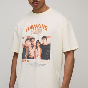 Tall Oversized Stranger Things License Printed T-Shirt