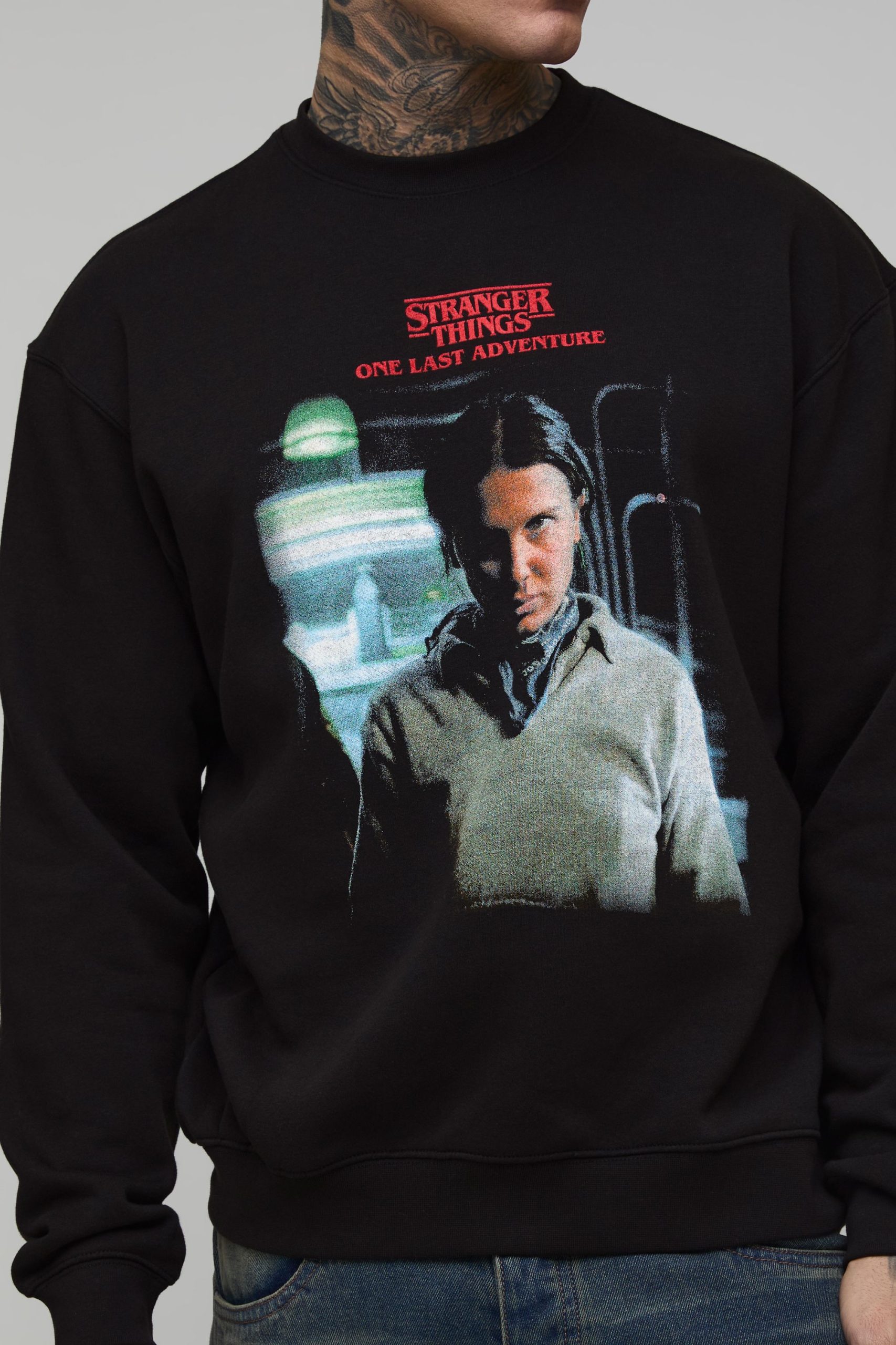 Tall Oversized Stranger Things License Printed Sweatshirt
