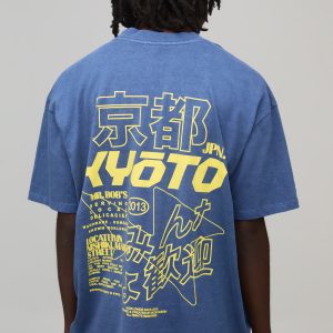 Washed Navy Oversized Kyoto Graphic T-Shirt