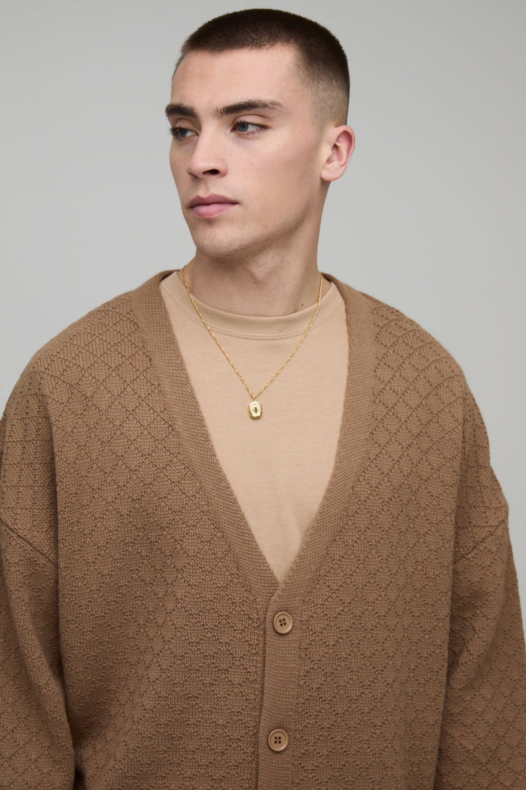 Relaxed Fit Basket Knit Cardigan - Image 3