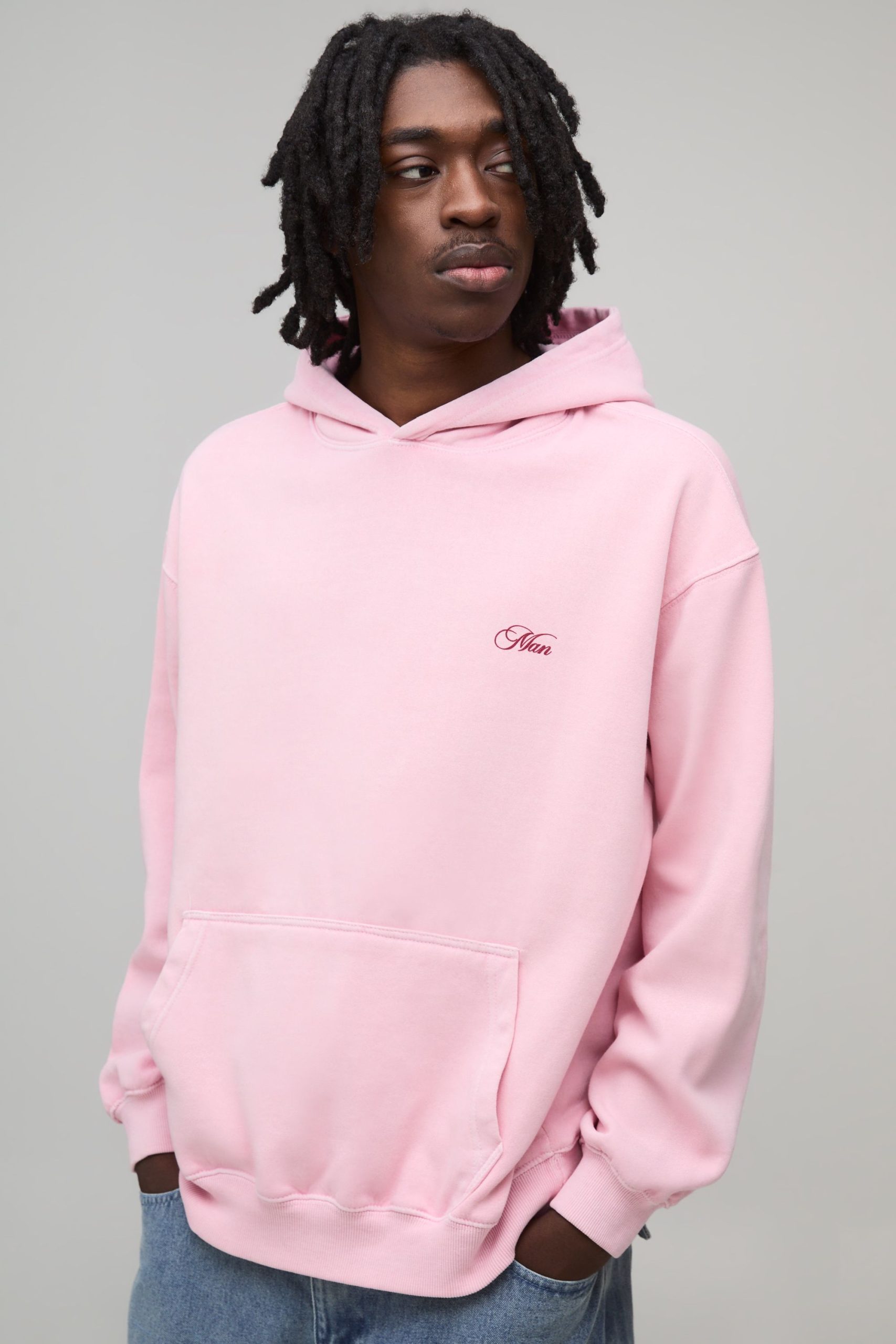 Washed Pink Oversized Tonal Tiger Print Hoodie - Image 3