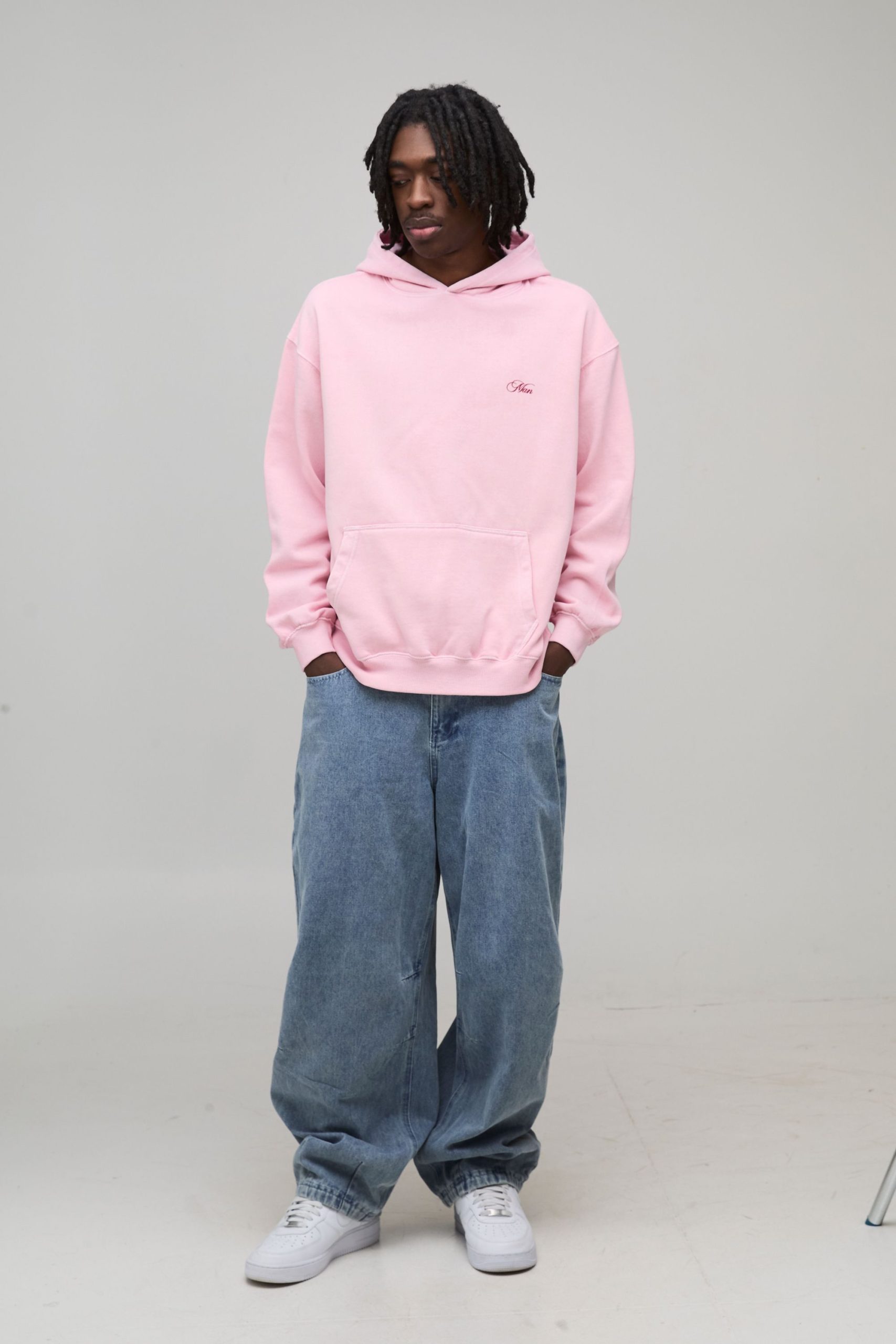 Washed Pink Oversized Tonal Tiger Print Hoodie - Image 4