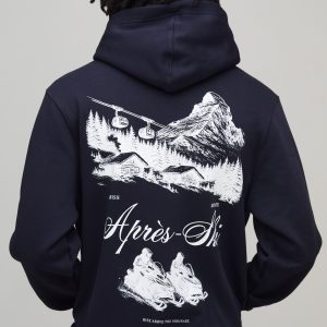 Navy Regular Apres Ski Print Hoodie