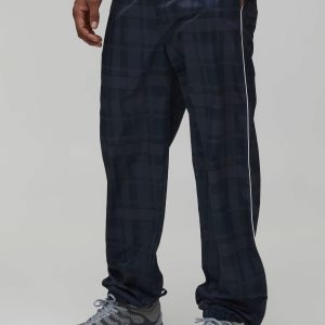 Relaxed Fit Check Print Nylon Trouser