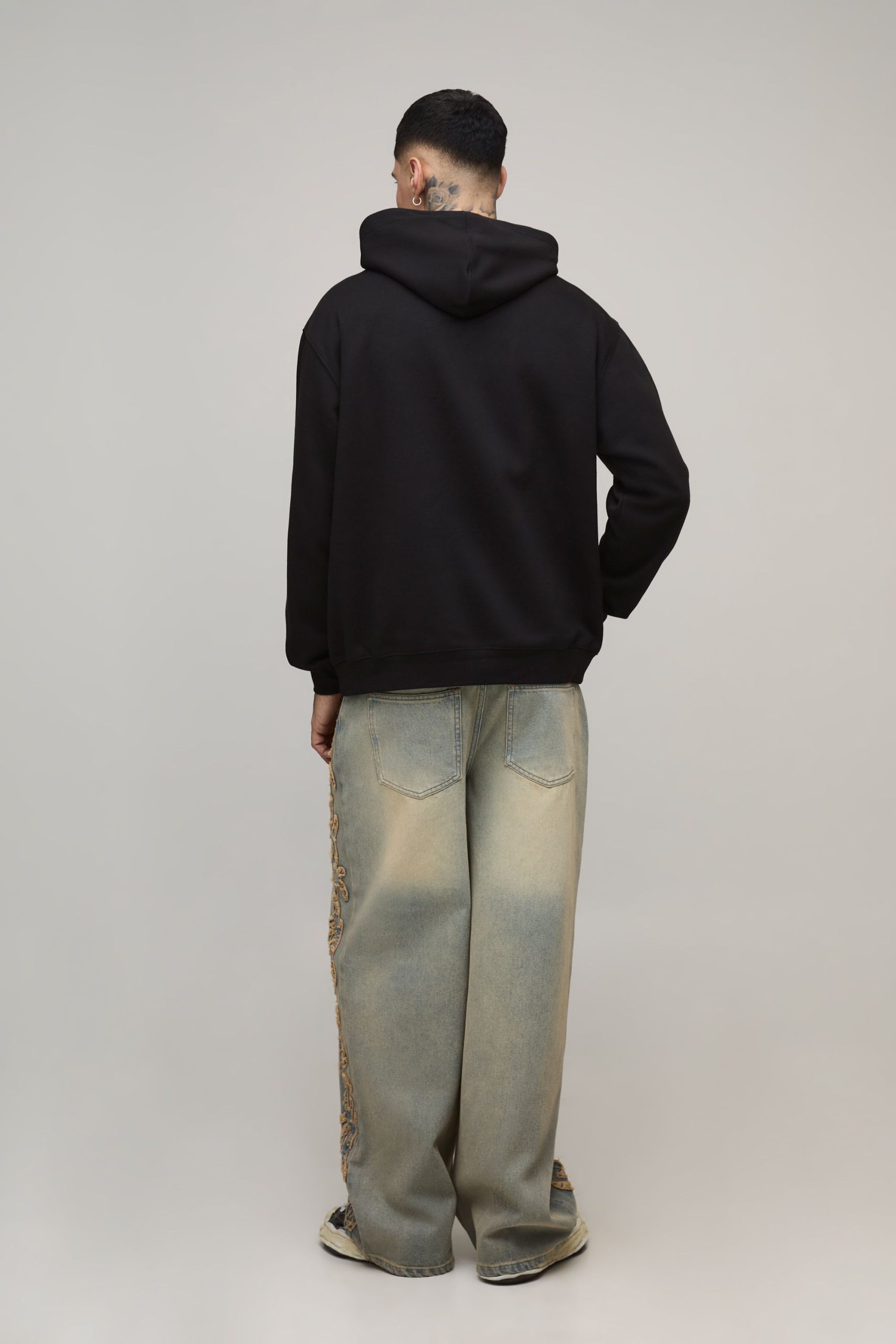 Tall Oversized Floral Mask Printed Hoodie - Image 2