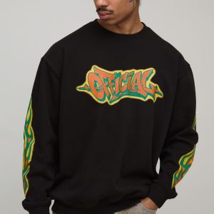 Oversized Graffiti Print Sweatshirt