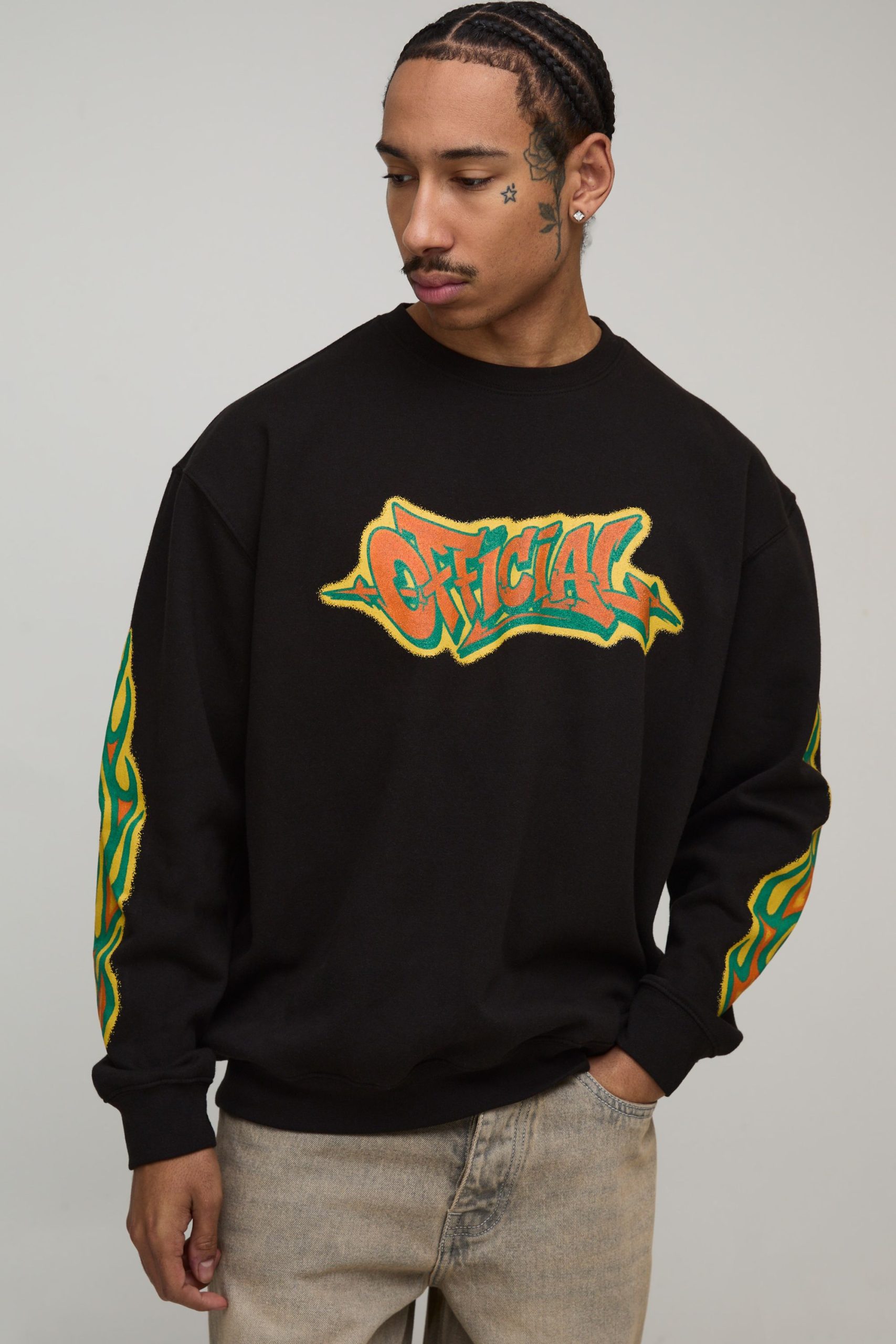 Oversized Graffiti Print Sweatshirt