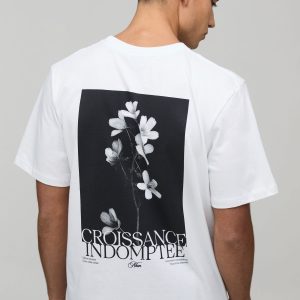 White Regular Floral Print Heavyweight T-Shirt