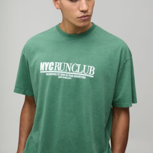 Washed Forest Oversized NYC Run Club Print T-Shirt