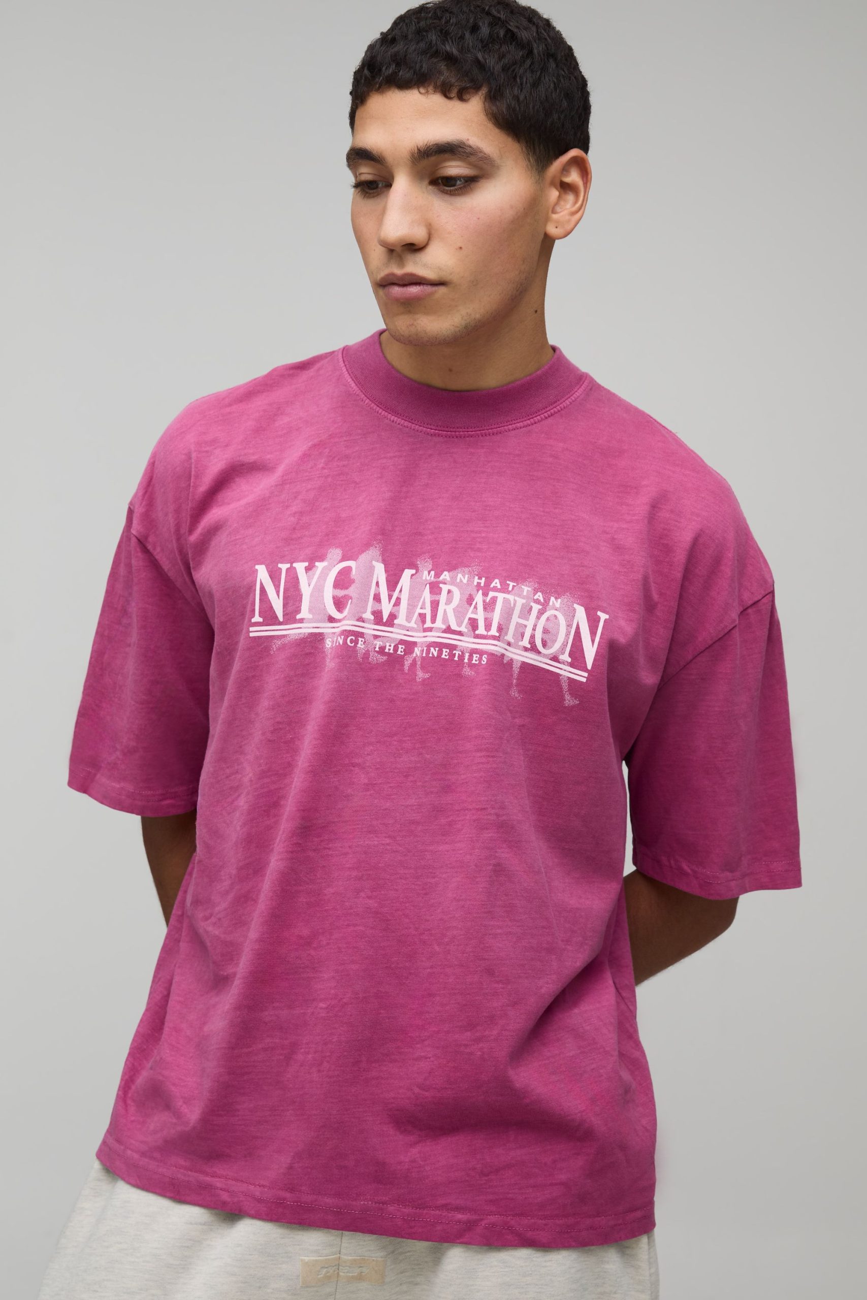 Oversized Boxy NYC Marathon Print T-Shirt
