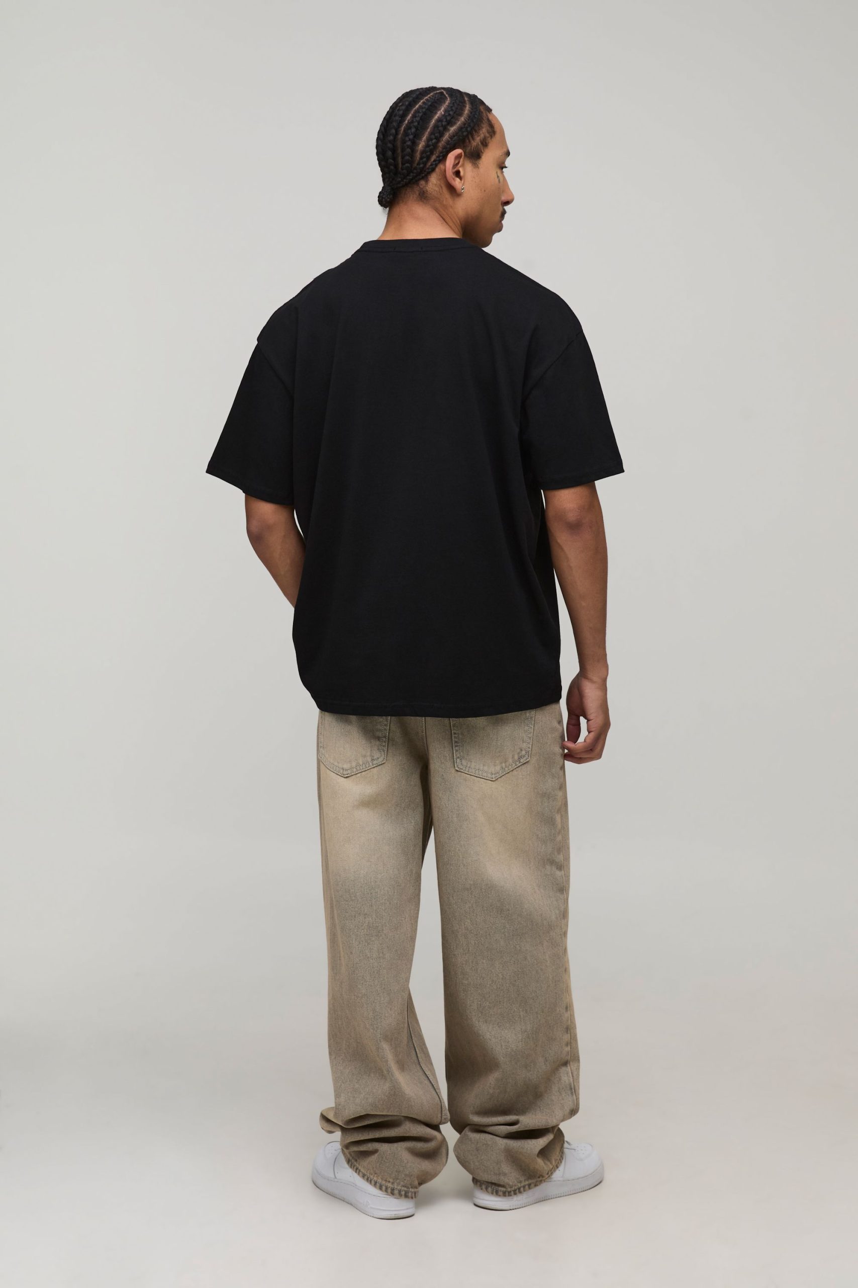 Black Oversized Floral Ski Mask Print T-Shirt - Image 2