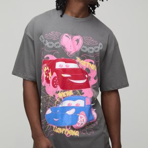 Tall Oversized Disney Cars Lightning McQueen License Printed T-Shirt