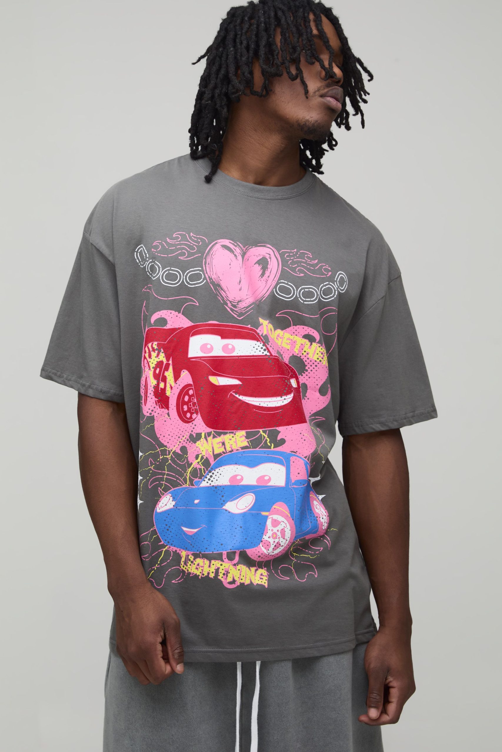 Tall Oversized Disney Cars Lightning McQueen License Printed T-Shirt