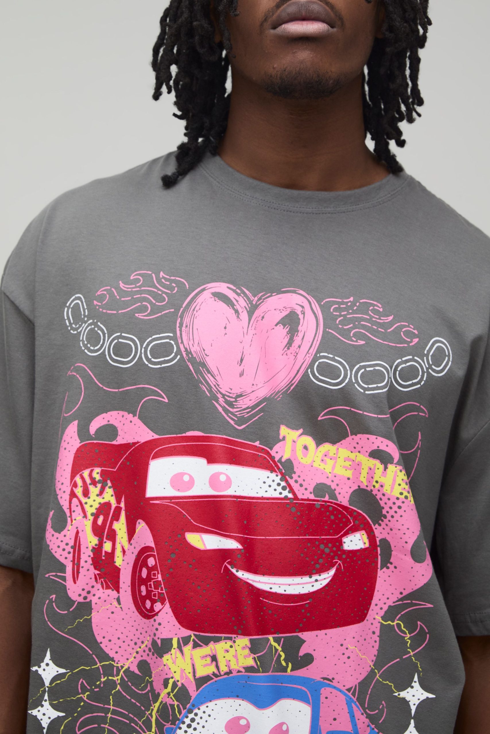 Tall Oversized Disney Cars Lightning McQueen License Printed T-Shirt - Image 3