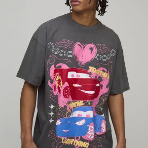 Oversized Disney Cars Lightning McQueen License Printed T-Shirt