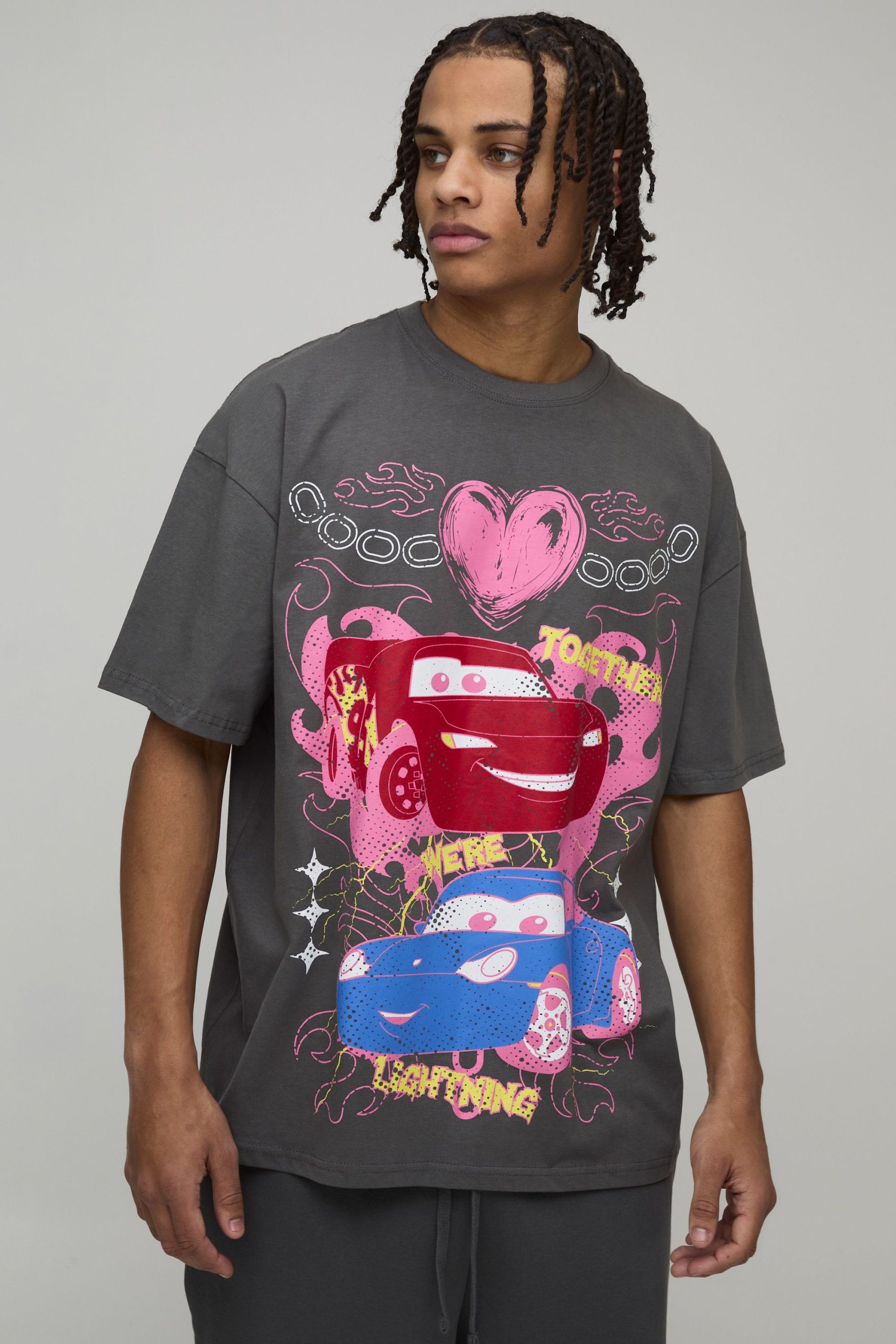Oversized Disney Cars Lightning McQueen License Printed T-Shirt