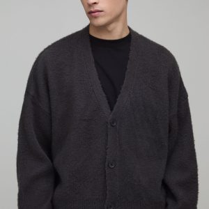 Shrunken Brushed Knitted Cardigan