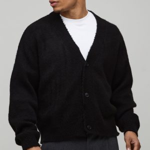 Relaxed Boxy Brushed Knitted Cardigan