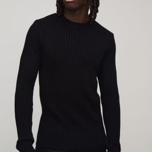Muscle Fit Ribbed Knitted Jumper