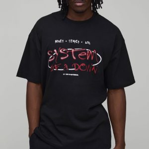 Tall Oversized System of a Down License Printed T-Shirt