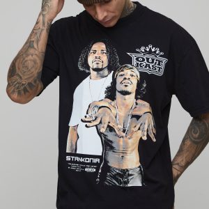 Tall Oversized OutKast Acid Wash License Printed T-Shirt
