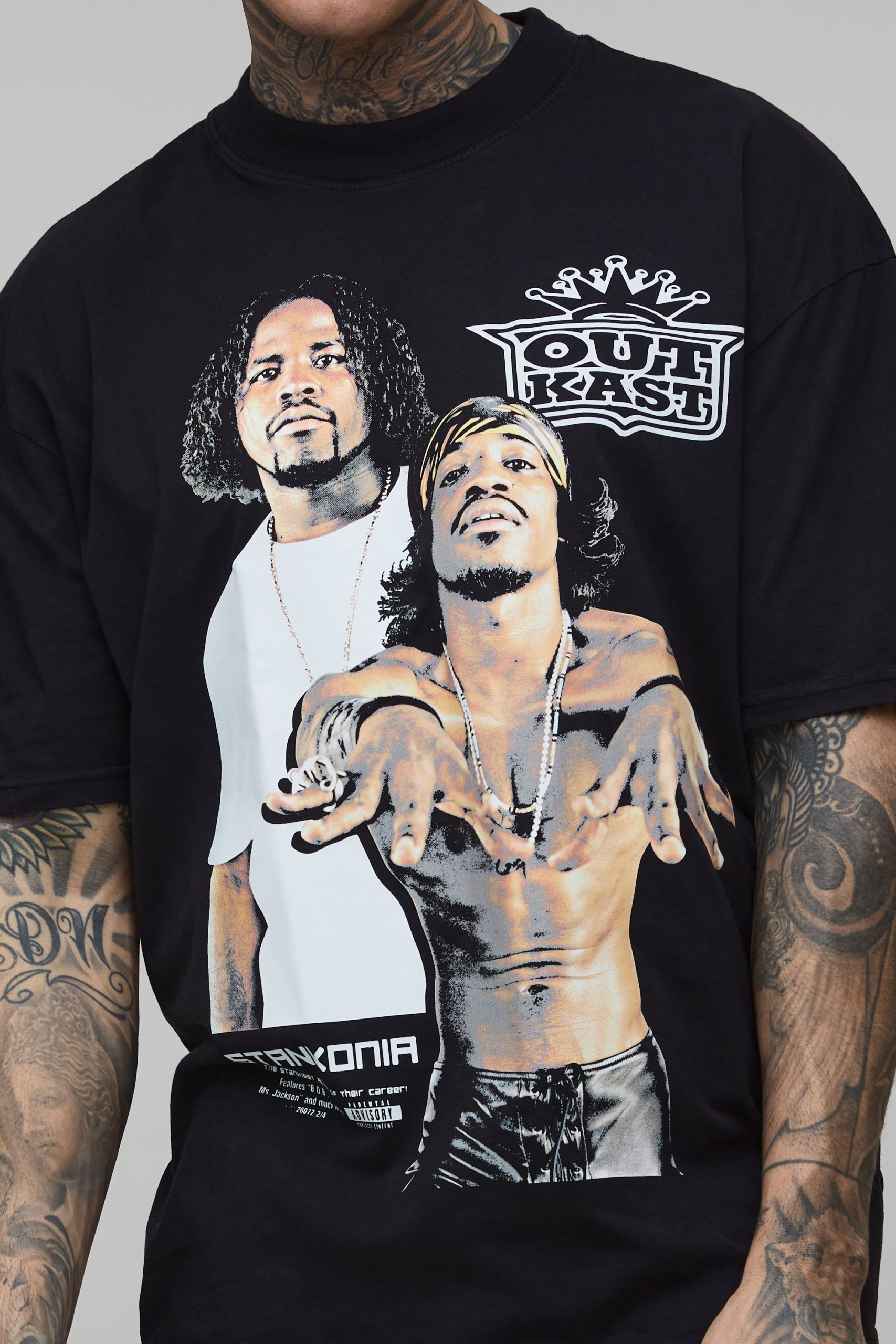 Tall Oversized OutKast Acid Wash License Printed T-Shirt - Image 3