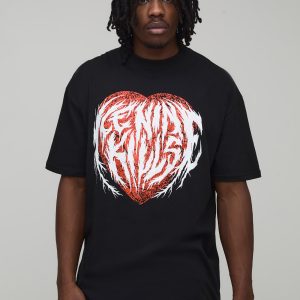 Tall Oversized Ice Nine Kills Heart License Printed T-Shirt