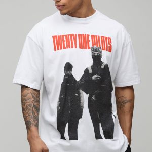Oversized Twenty One Pilots License Printed T-Shirt