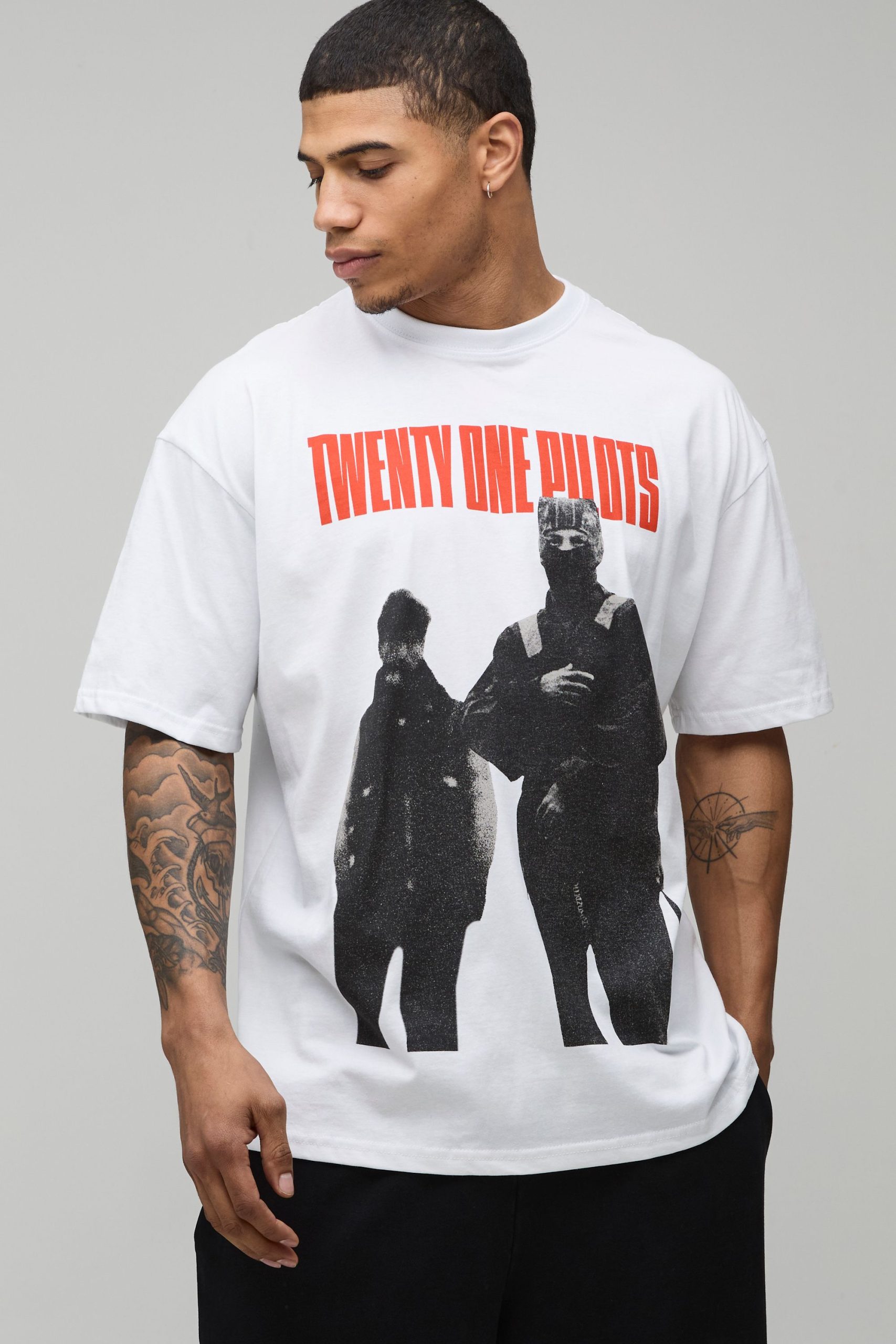 Oversized Twenty One Pilots License Printed T-Shirt