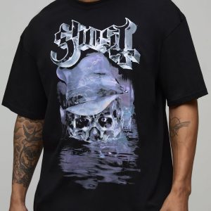 Oversized Ghost License Printed T-Shirt