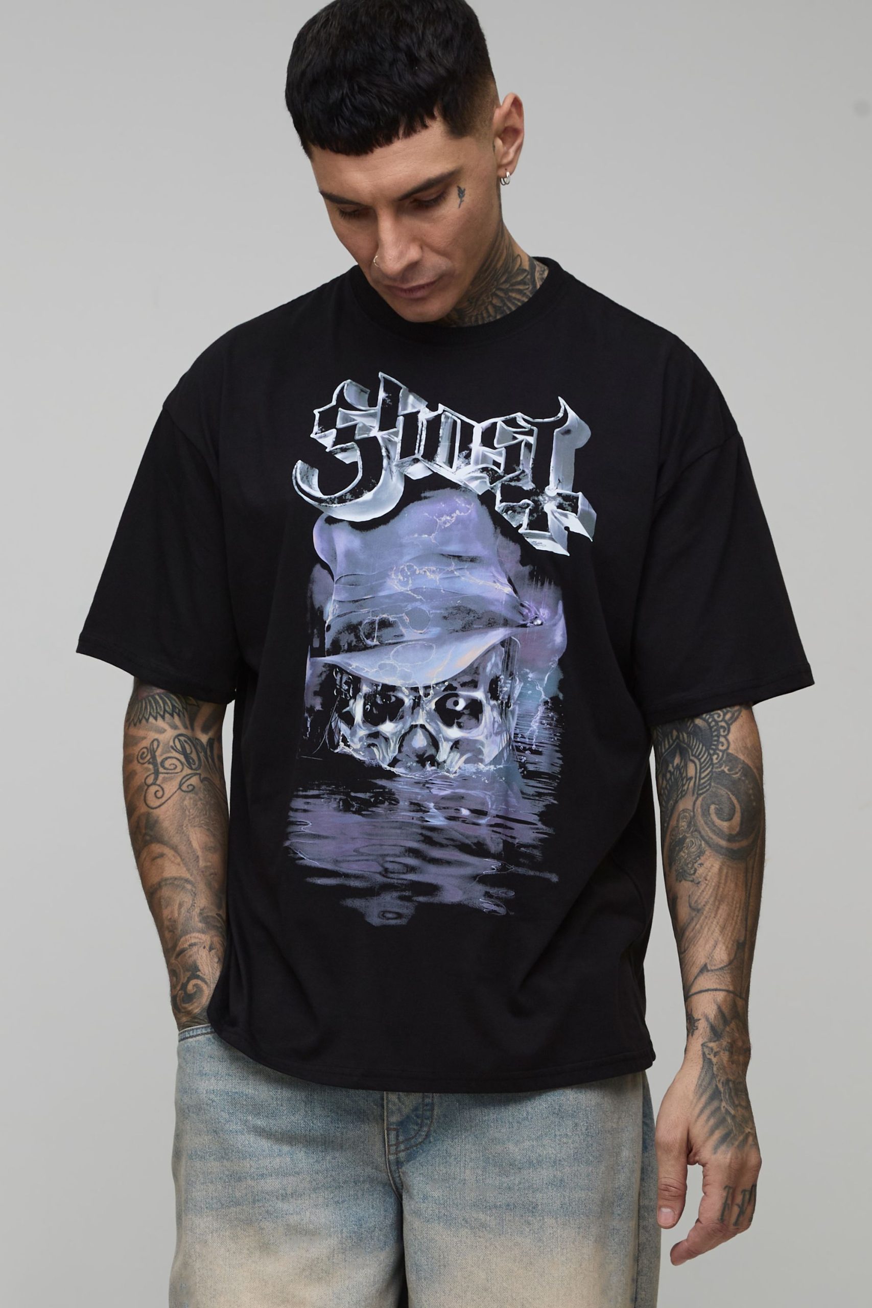 Tall Oversized Ghost License Printed T-Shirt